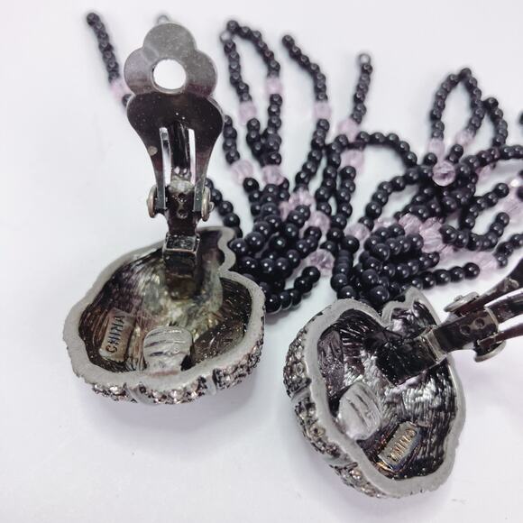 Signed Hutton Wilkinson HW Tassel Statement Clip Earrings Snail Shell Dangle VTG - Picture 9 of 14